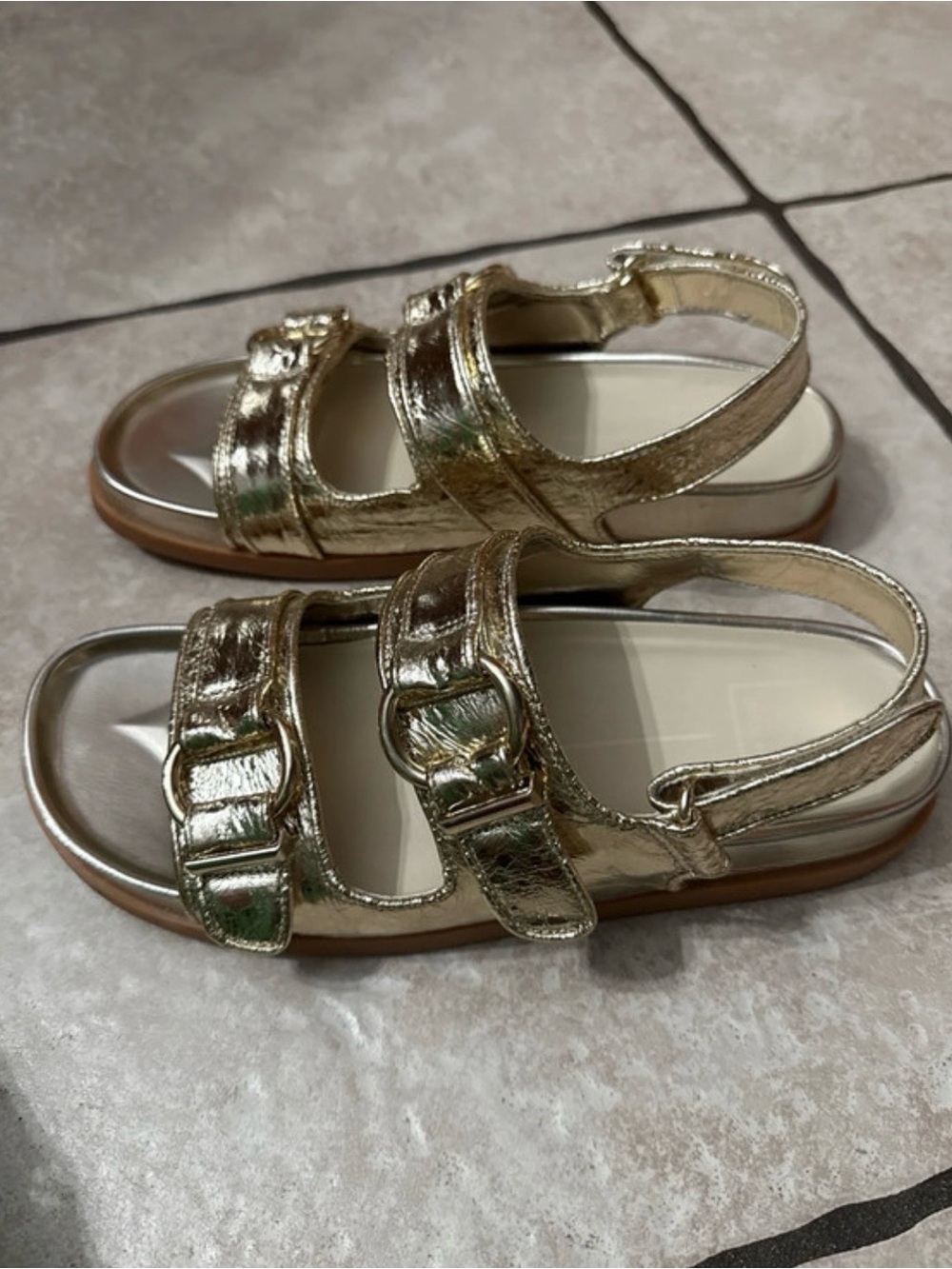 Dolce Vita Metallic Gold Double-Strap Sandals